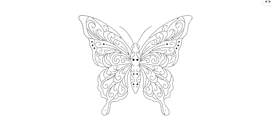 The matching butterfly stencil imported from its real editable SVG export