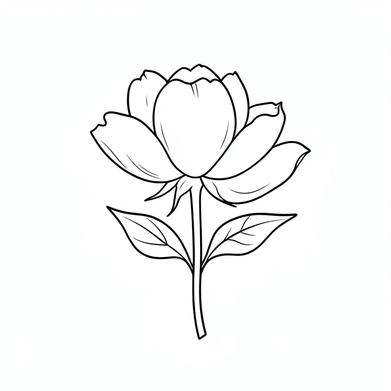 Locally generated fine-line peony with delicate contours and open petals
