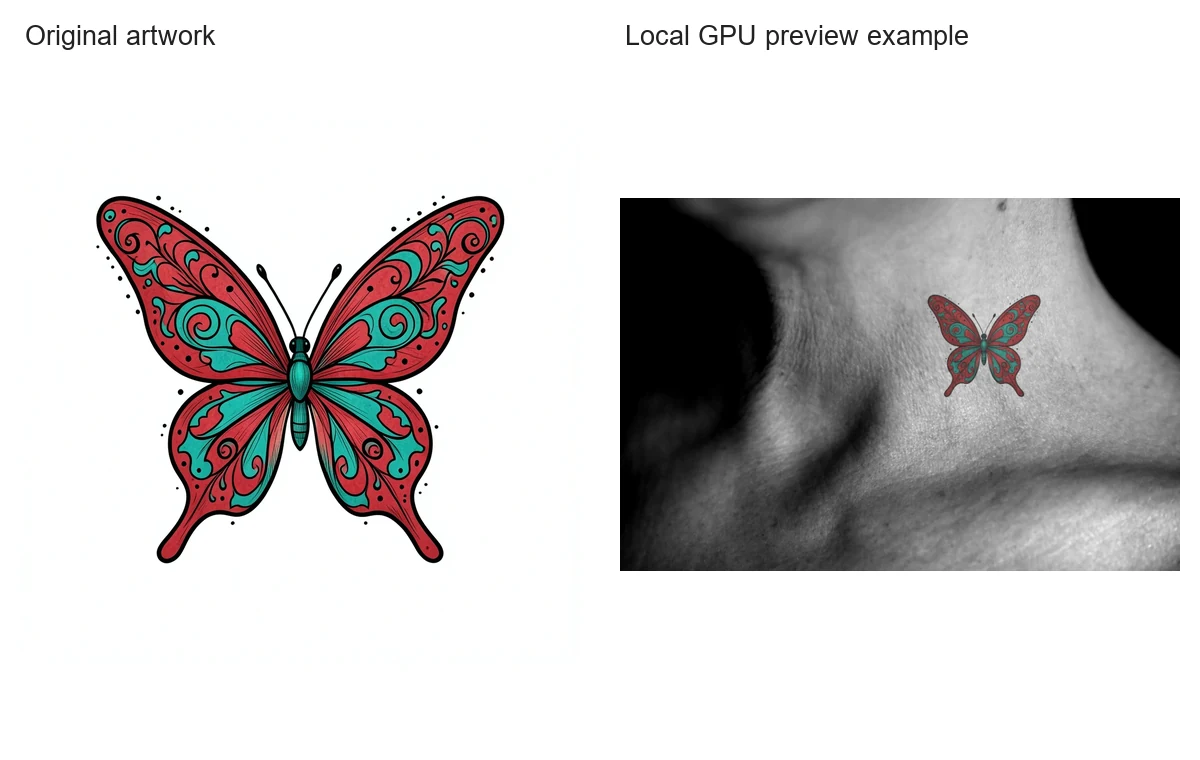 Matching original butterfly and earlier local GPU neck preview